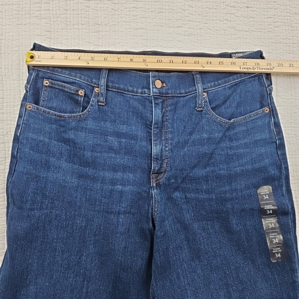 J. Crew Classic Wide-Leg Jeans Women's 34 (W37 x L30) Dark Wash NEW NWT Stretch - Picture 3 of 16